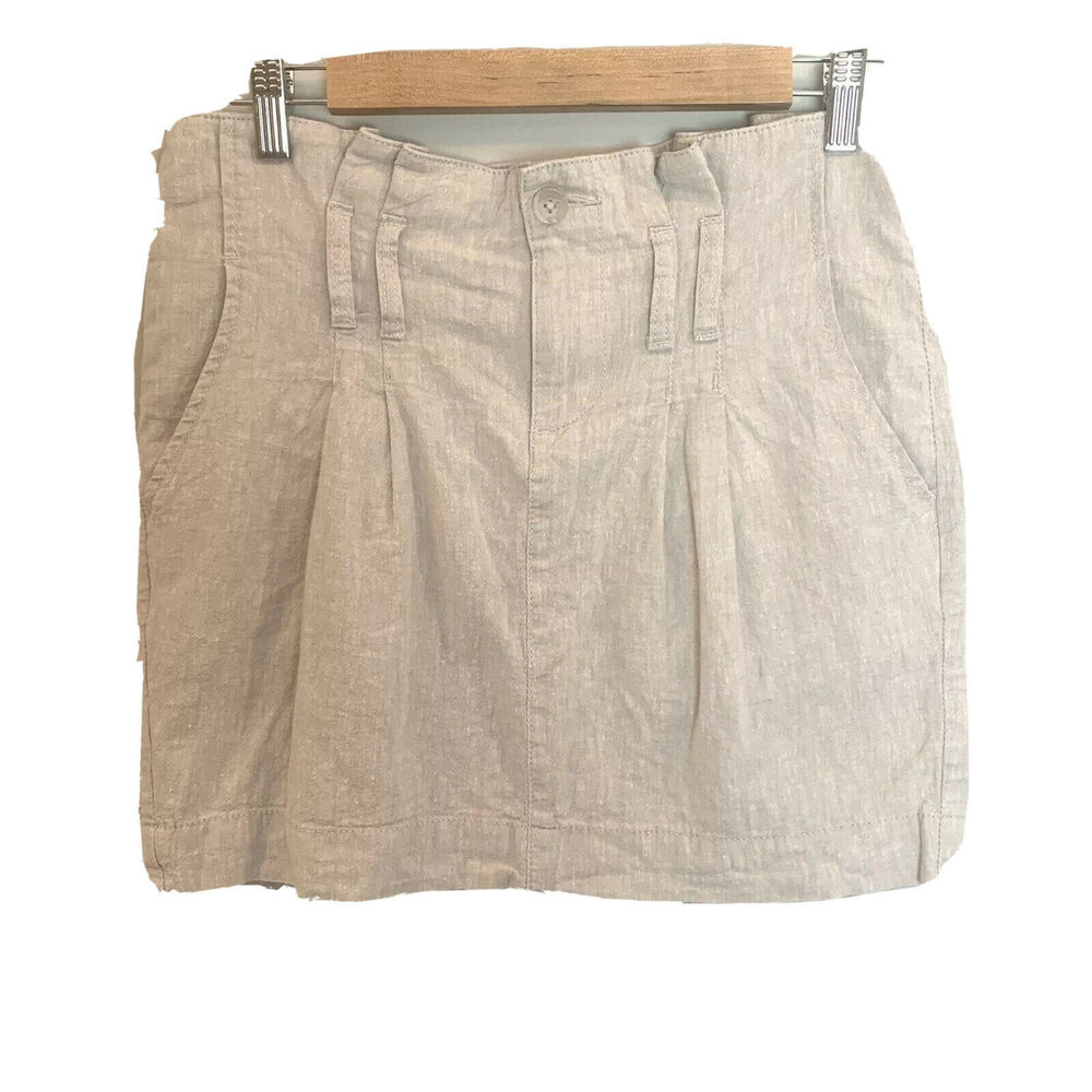 Urban Outfitters Cooperative Oatmeal Paper Bag Wait Linen Skirt 0 XS Extra Small